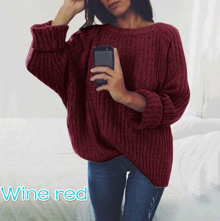 Damen Pullover Grobstrick Lässig Voluminös