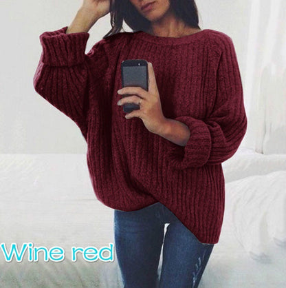 Damen Pullover Grobstrick Lässig Voluminös