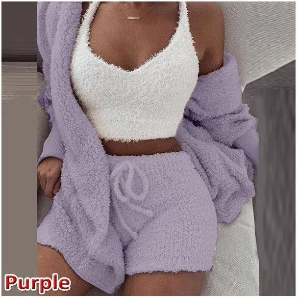Damen Lounge Set Weich Plüsch - IdealeKleiden