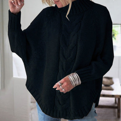 Damen Pullover Grobstrick Rollkragen Zopf Muster