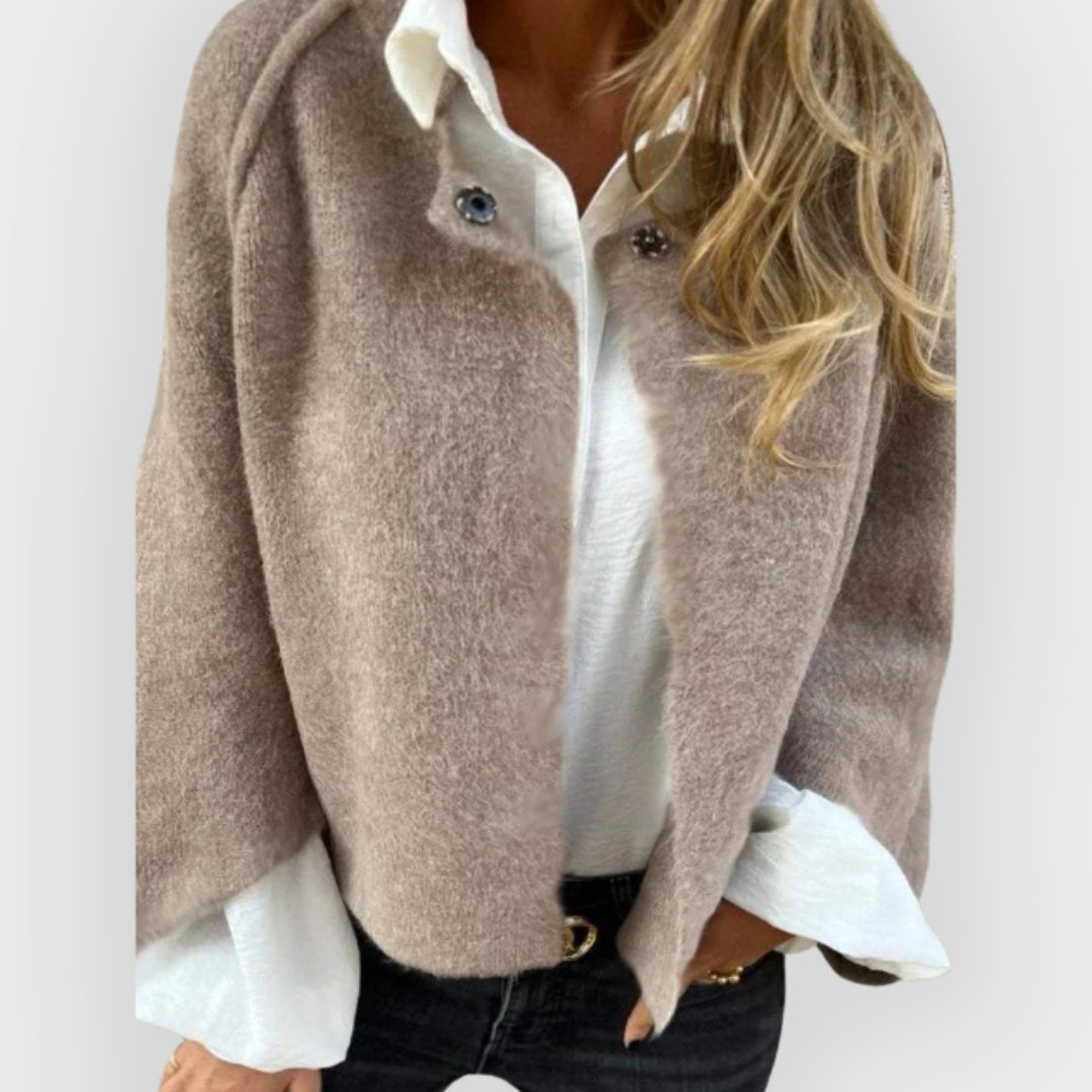 Warmes Winterkleid | Wollmantel Damen Rundhals Langärmlig - IdealeKleiden