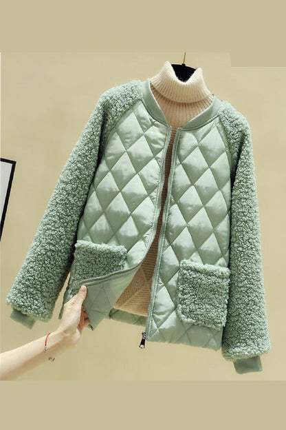 Damen Steppjacke Teddyfutter Warm und Praktisch
