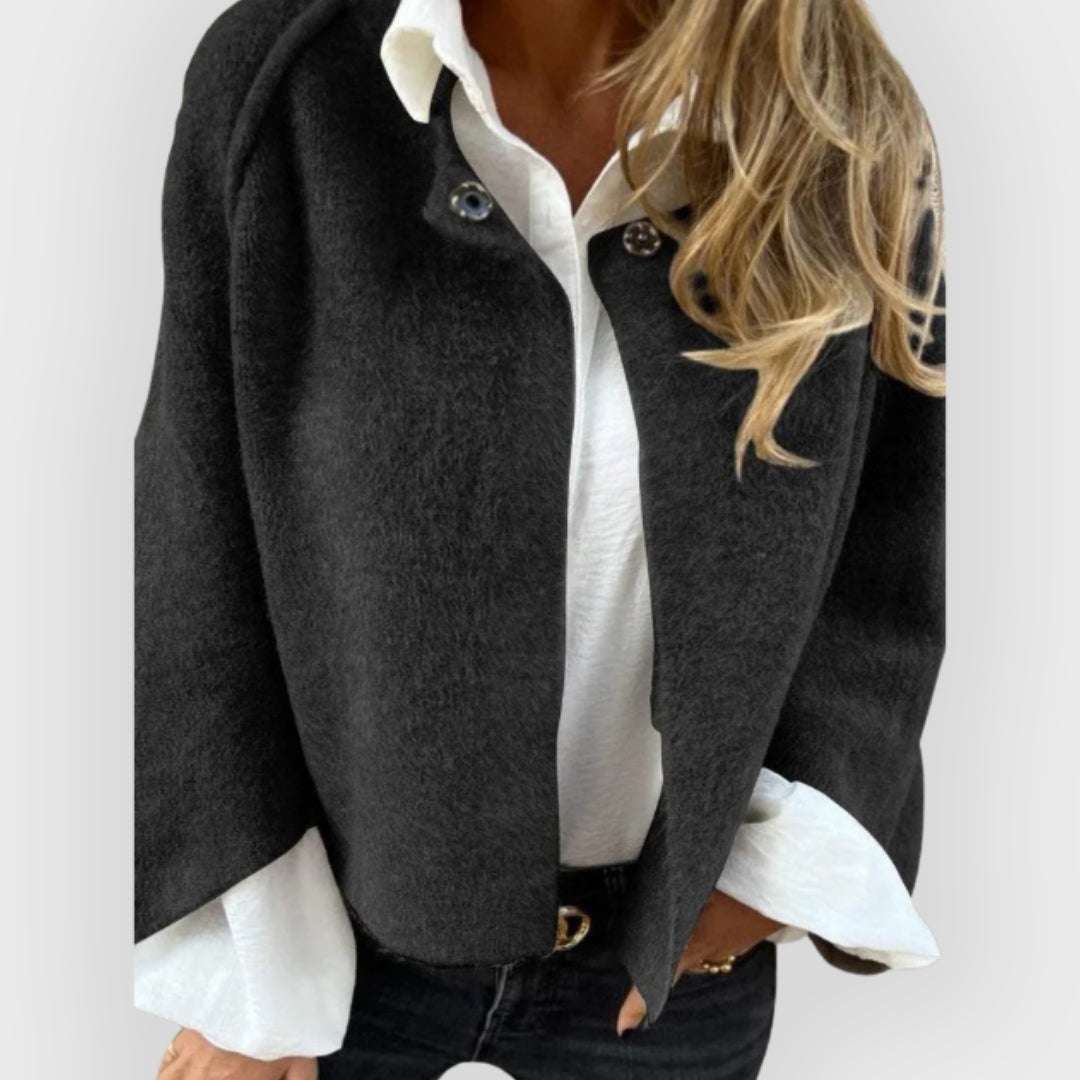Warmes Winterkleid | Wollmantel Damen Rundhals Langärmlig
