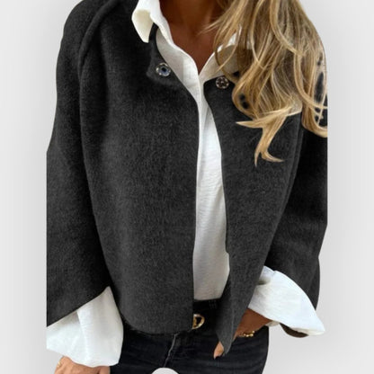 Warmes Winterkleid | Wollmantel Damen Rundhals Langärmlig