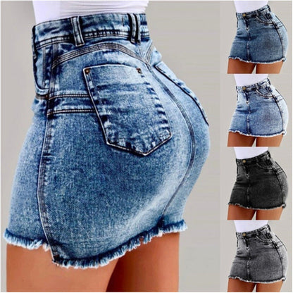 Damen Mini Rock Skinny Fit mit Fransen - IdealeKleiden
