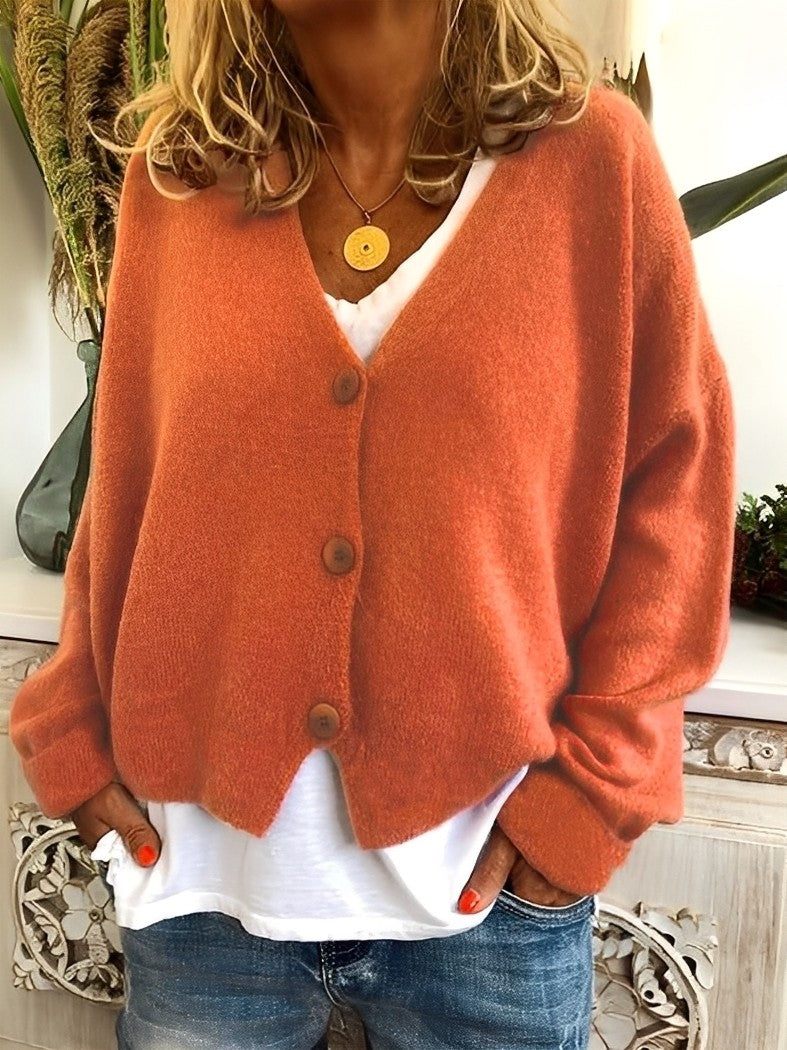 Modischer Cardigan Damen Lässig Knopfverschluss