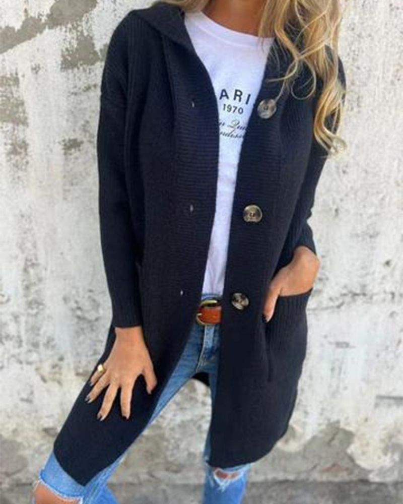 Kapuzenstrickjacke Mit Taschen Damen