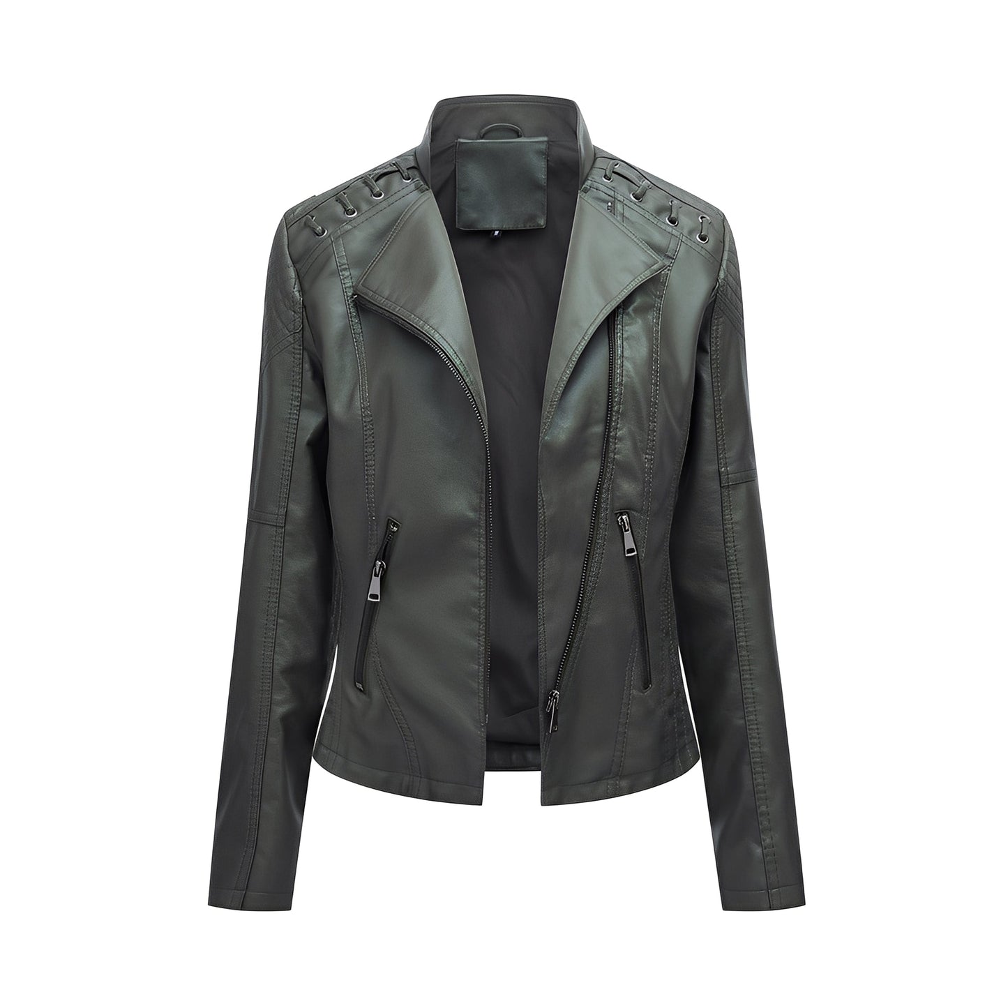 Elegante Damen Lederjacke Slim Fit Kürzelängen