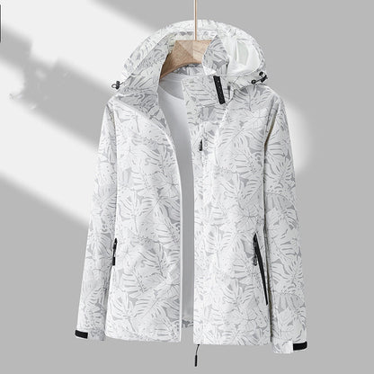 Stilvolle Damen Outdoor-Jacke Muster Kapuze