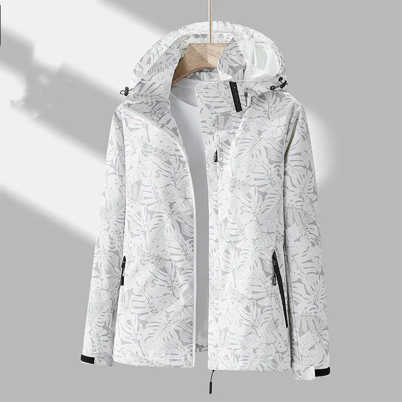 Damen Outdoor-Jacke Stylisch Kapuze Floral-Print