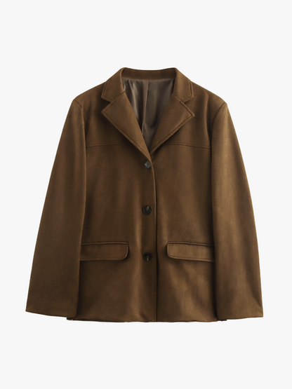 Eleganter Braun Blazer aus Veloursleder Optik