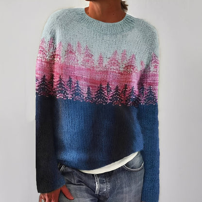 Klassischer Damenpullover mit Muster → Eleganter Damenpullover mit Blumenmuster