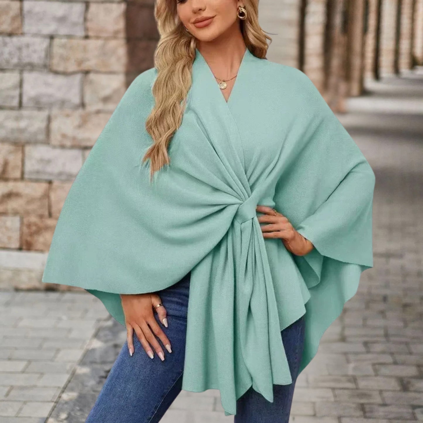 Damen Top mit Cape Effekt und Vorderknoten
