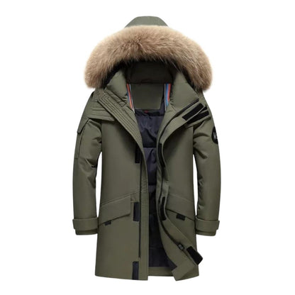 Herren Wintermantel mit Fellkapuze