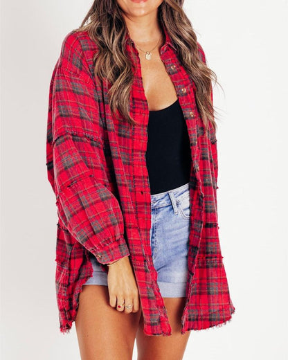 Stylische Frauenkleidung Flanell Übergröße
