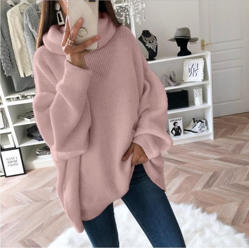 Damen Strickpullover Bequem Weite Passform
