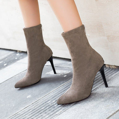 Stylische Ankle Boots - Kunstleder - Damen Stiefel High Heel