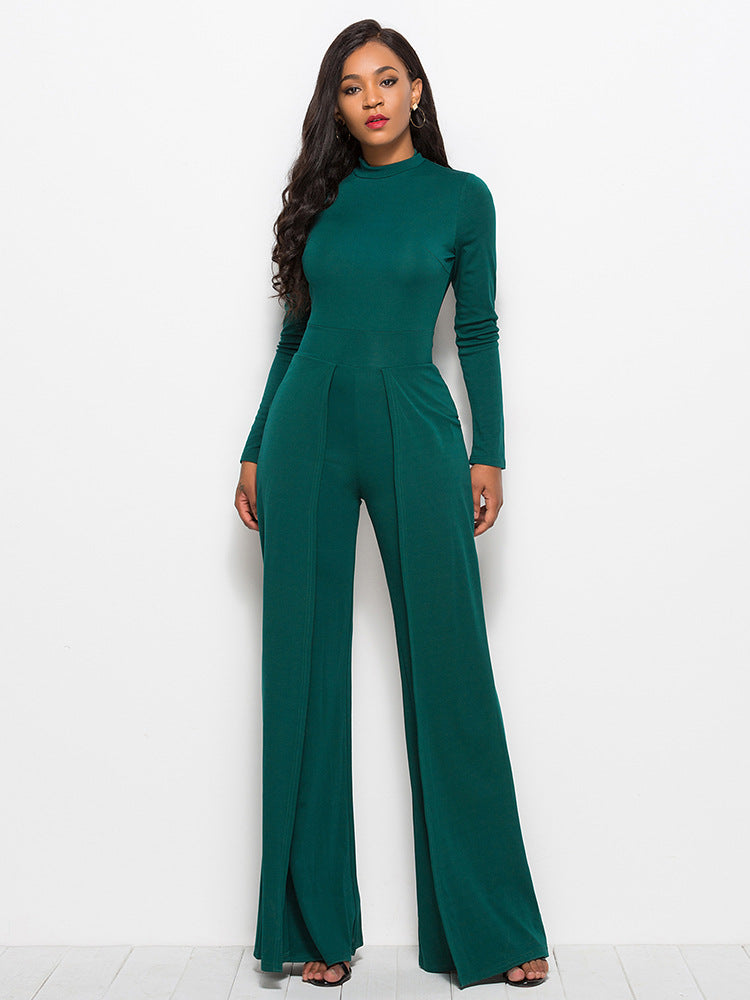 Damen Jumpsuit Elegant Langärmlig Abendkleid