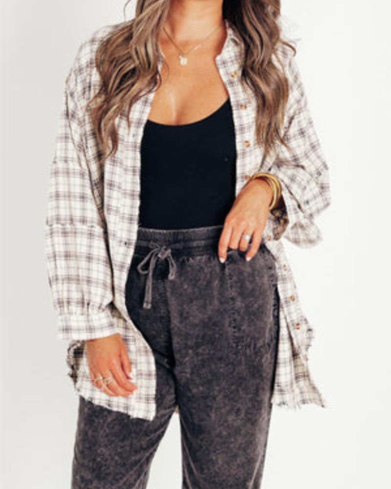 Stylische Frauenkleidung Flanell Übergröße