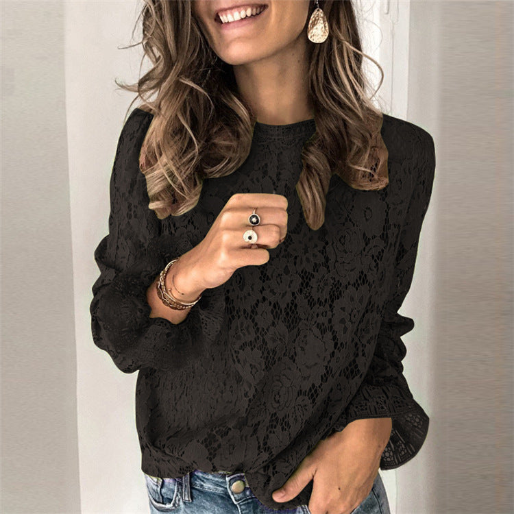 Damen Bluse Spitze Floral Elegant