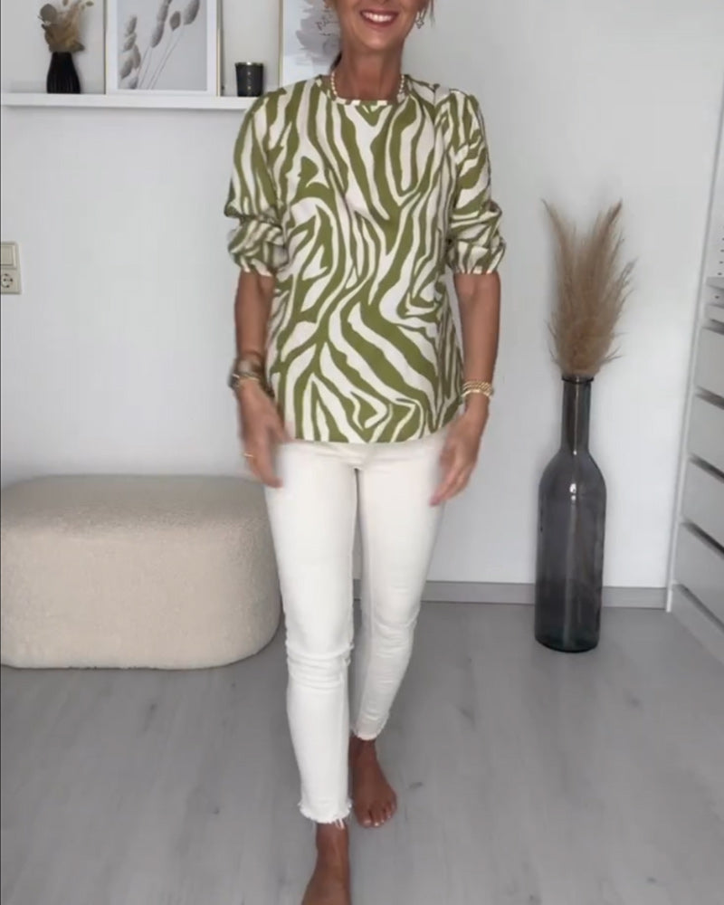 Kleid Rundhals Zebraprint Trendy