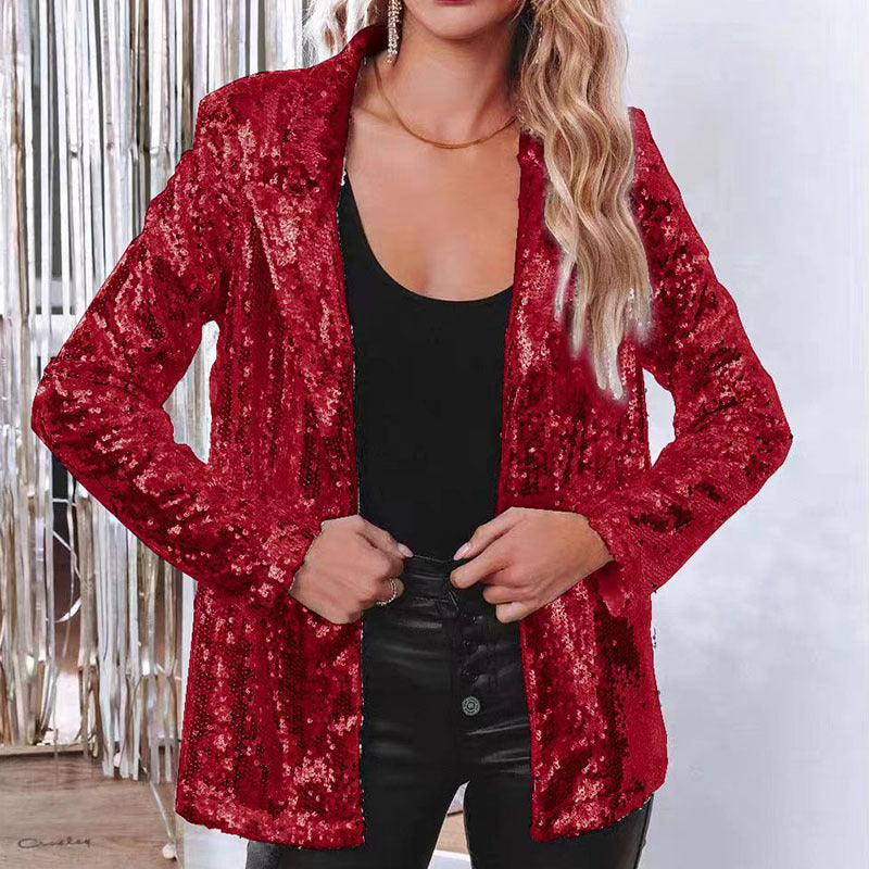 Glitzernder Pailletten Blazer Damen