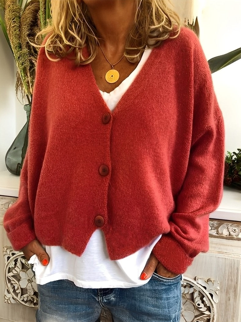 Modischer Cardigan Damen Lässig Knopfverschluss