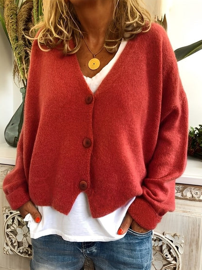 Modischer Cardigan Damen Lässig Knopfverschluss