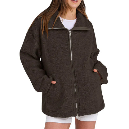 Lässiger Wollmantel Damen Rollkragen Modern