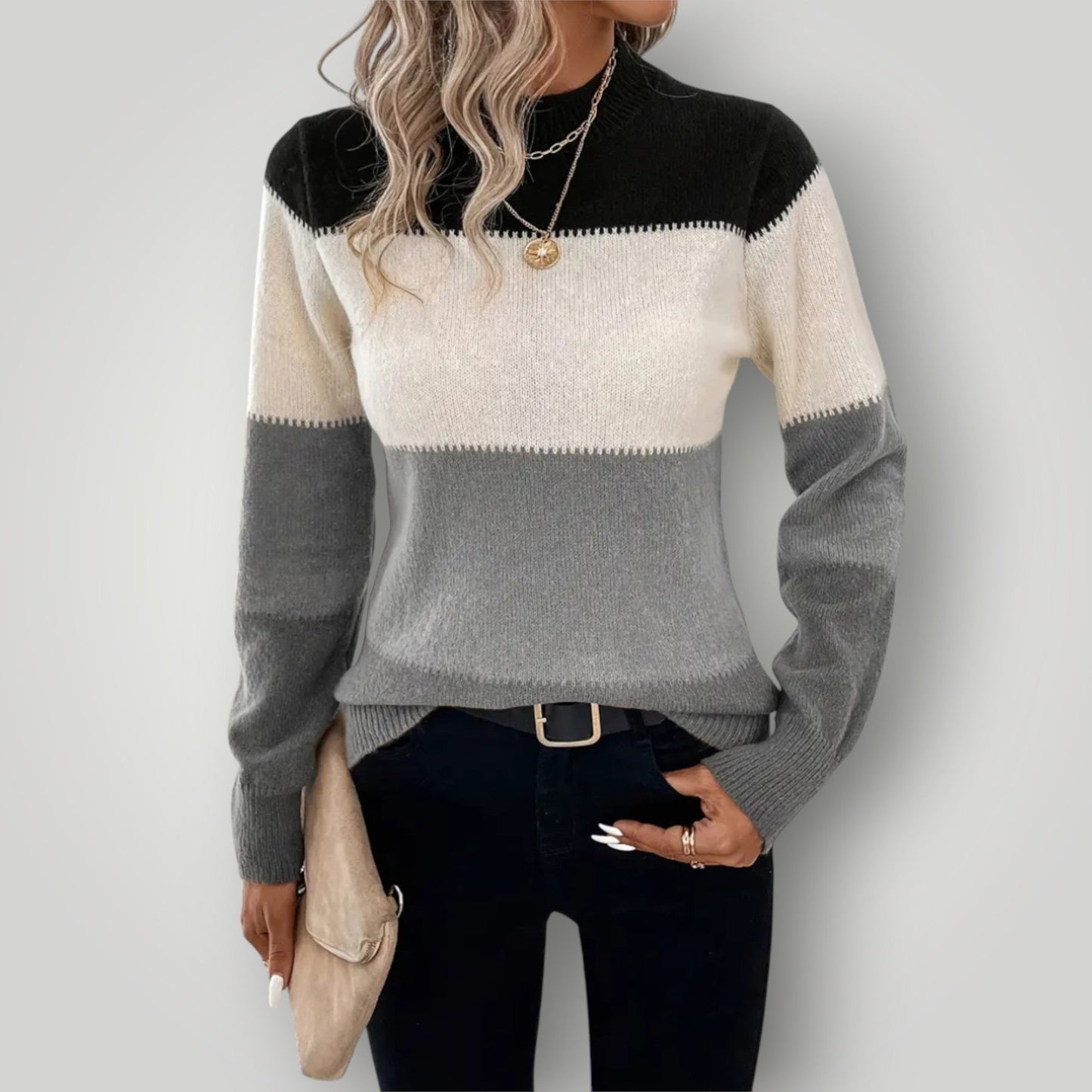 Damen Strickpullover Warm Weich Kapuze
