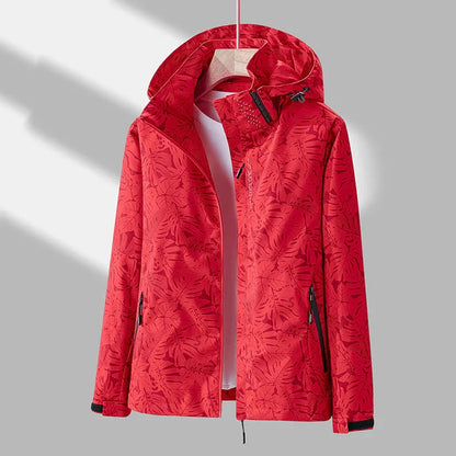 Damen Outdoor-Jacke Stylisch Kapuze Floral-Print