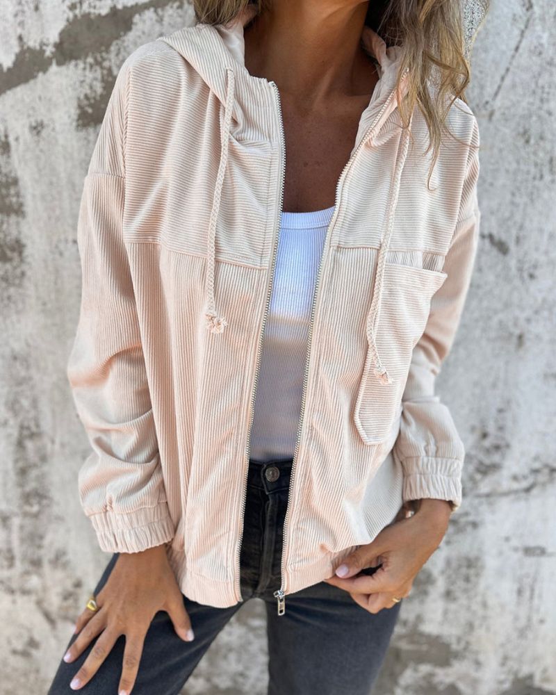 Herren Cordjacke Mit Kapuze