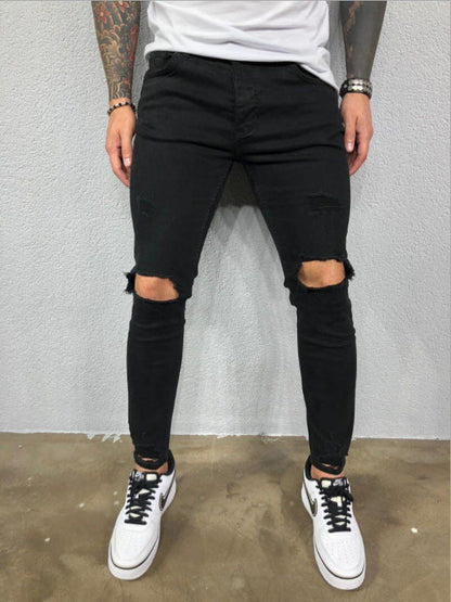 Herren Jeans Slim Fit Ripped Design Trendy Hose