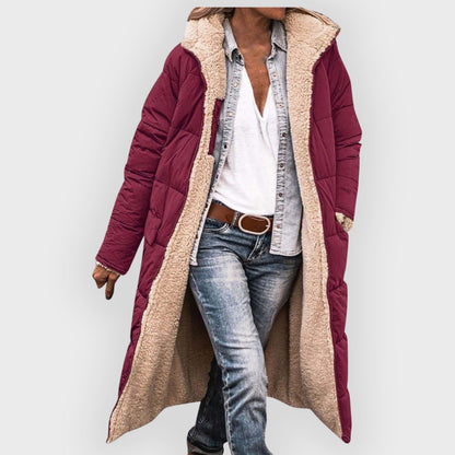 Warm gefütterter Winter-Puffer-Mantel Damen