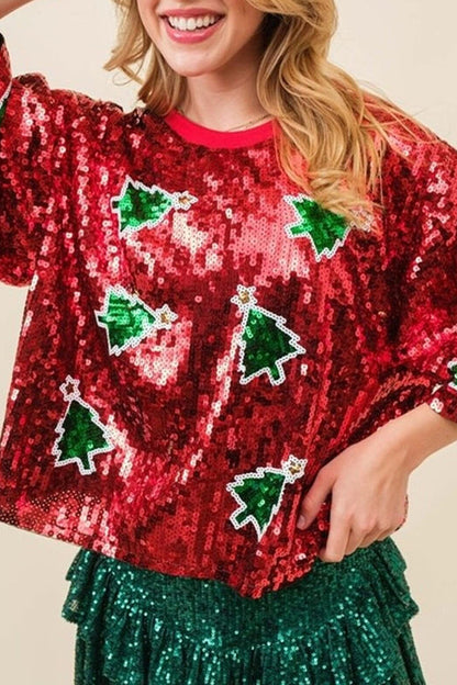 Weihnachtspullover Glitzer Pailletten Design