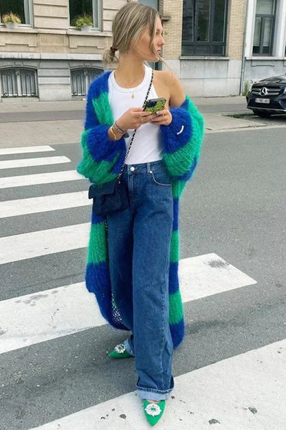 Übergroßer Strickpulli Streifen Design