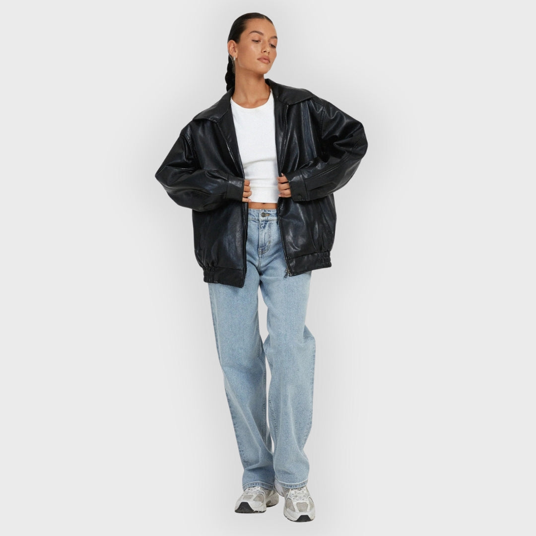 Herbst Lederjacke Damen Elegant