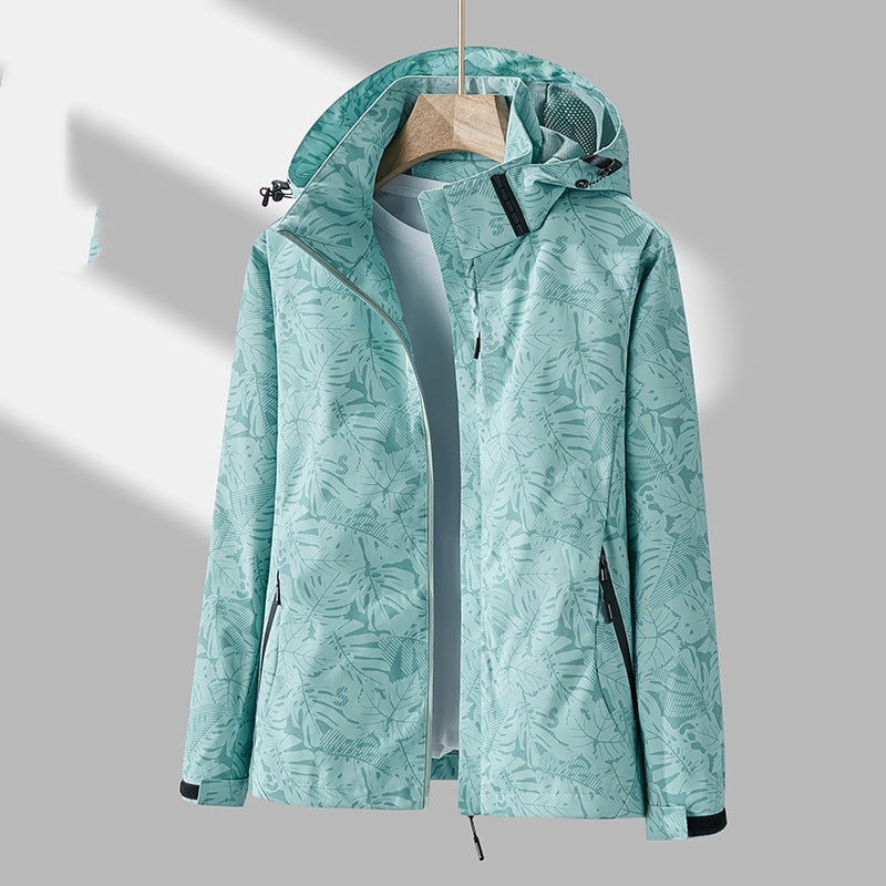 Stilvolle Damen Outdoor-Jacke Muster Kapuze