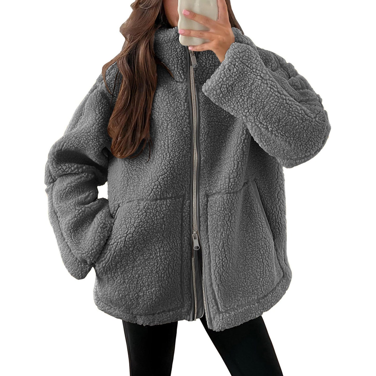Weiche Frauenjacke Teddy Look Wolle