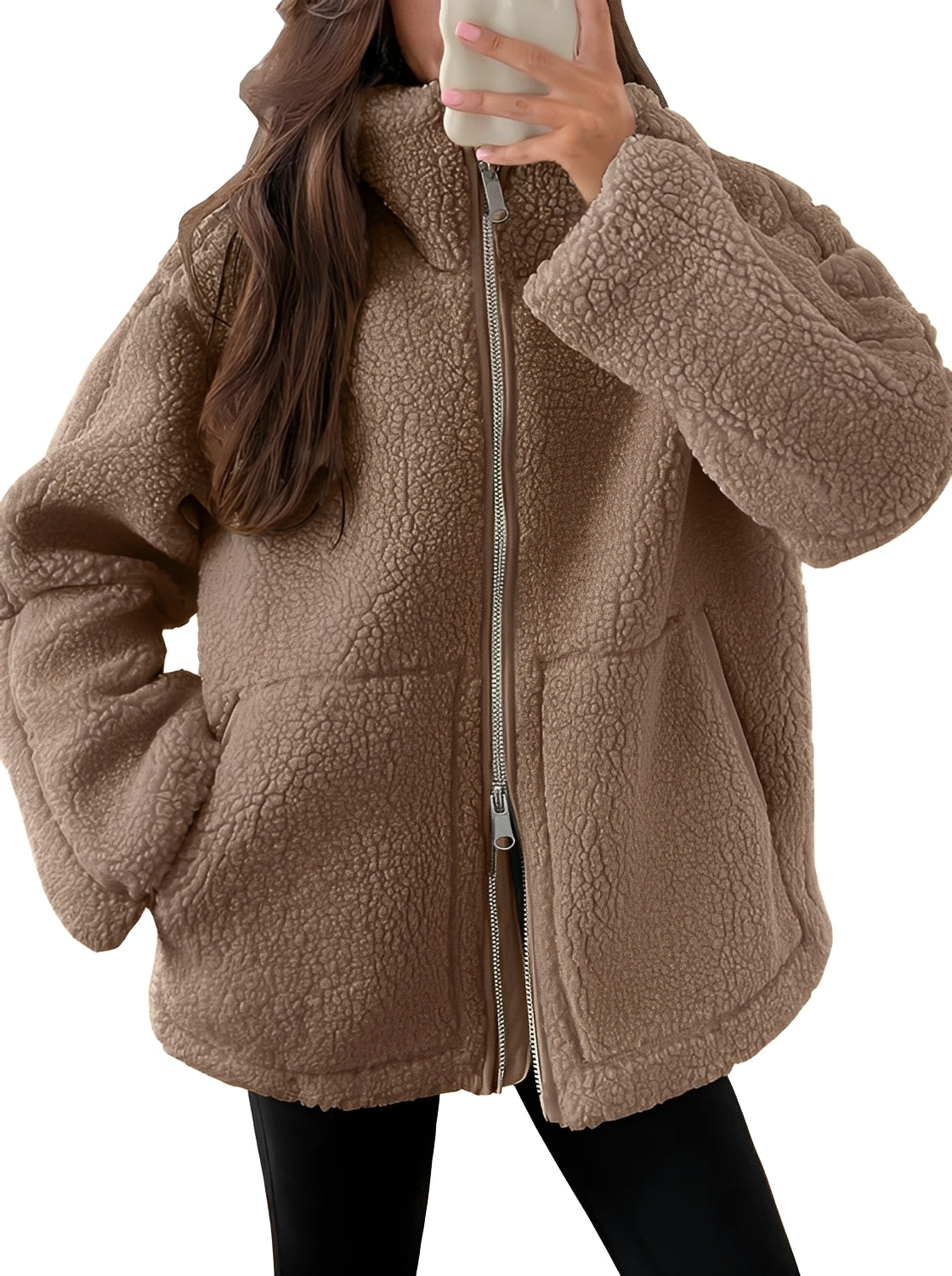 Stilvolle Damen Wolljacke Reißverschluss