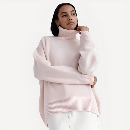 Damen Pullover Lässig Höher Kragen