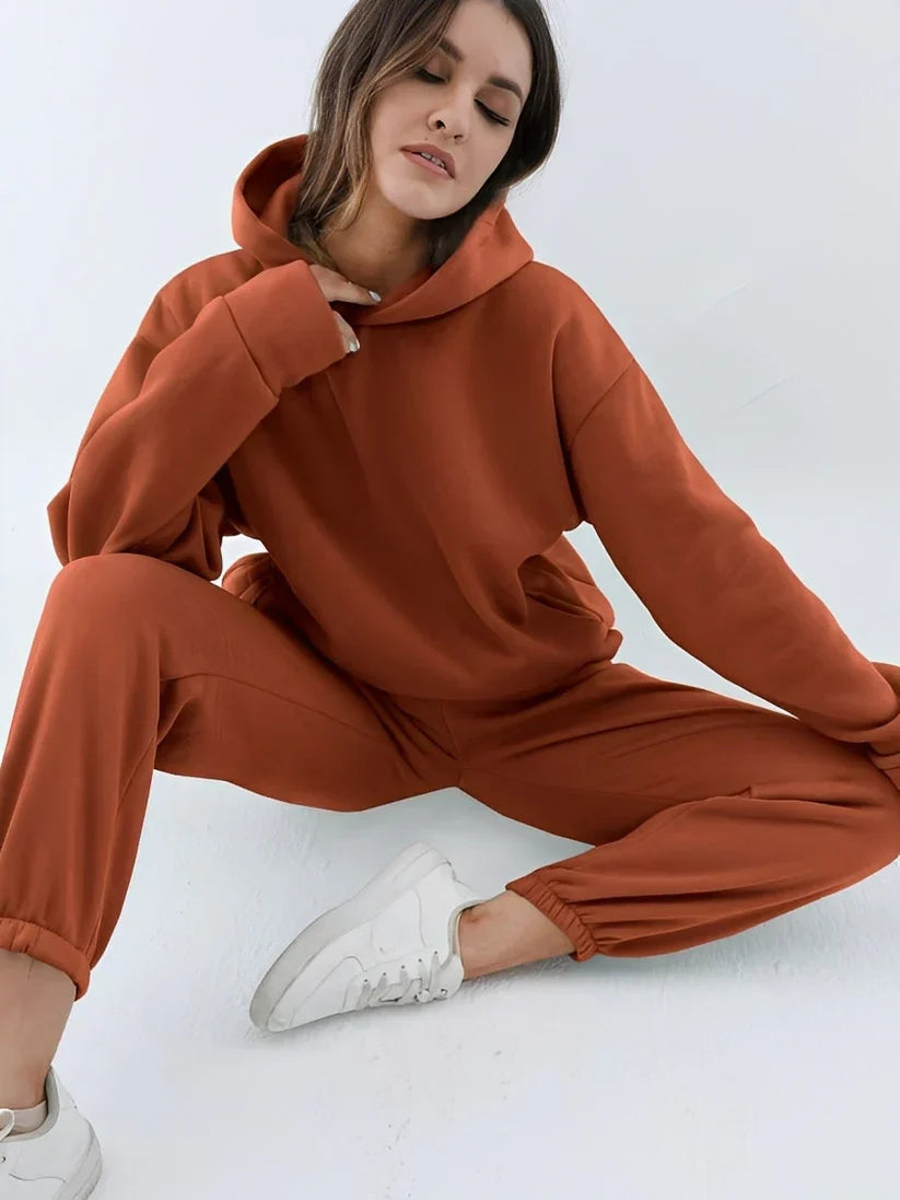 Damen Jogginganzug Kapuze Soft Pastell - IdealeKleiden