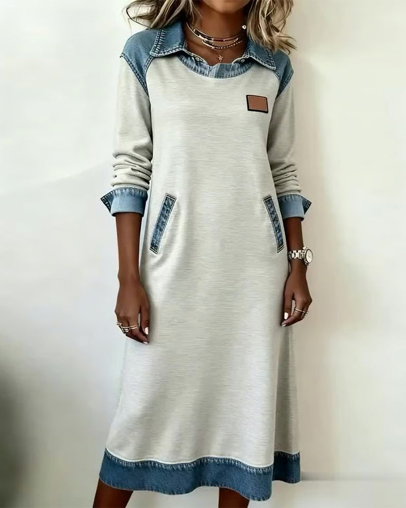 Modisches Denim-Kleid Patchwork Style