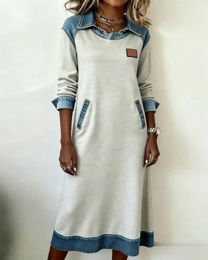 Modisches Denim-Kleid Patchwork Style