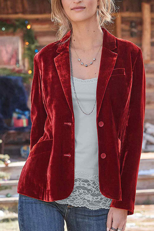 Elegante Damenjacke Samt Einfarbig Modern