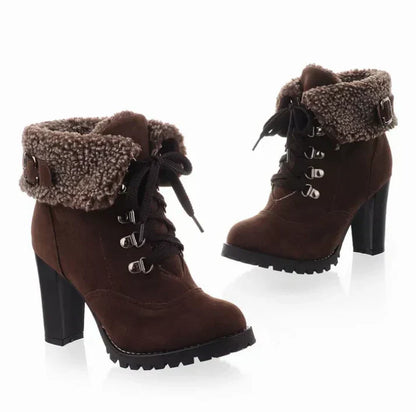 Winterstiefel Damen Hoch Absatz Stylisch
