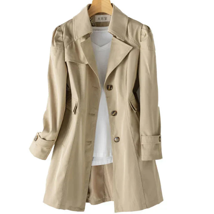 Damen Trenchcoat Winter Elegant Warm Kapuze