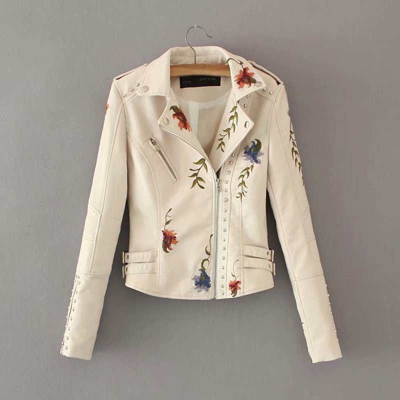 Vegan Lederjacke Elegant Bestickt