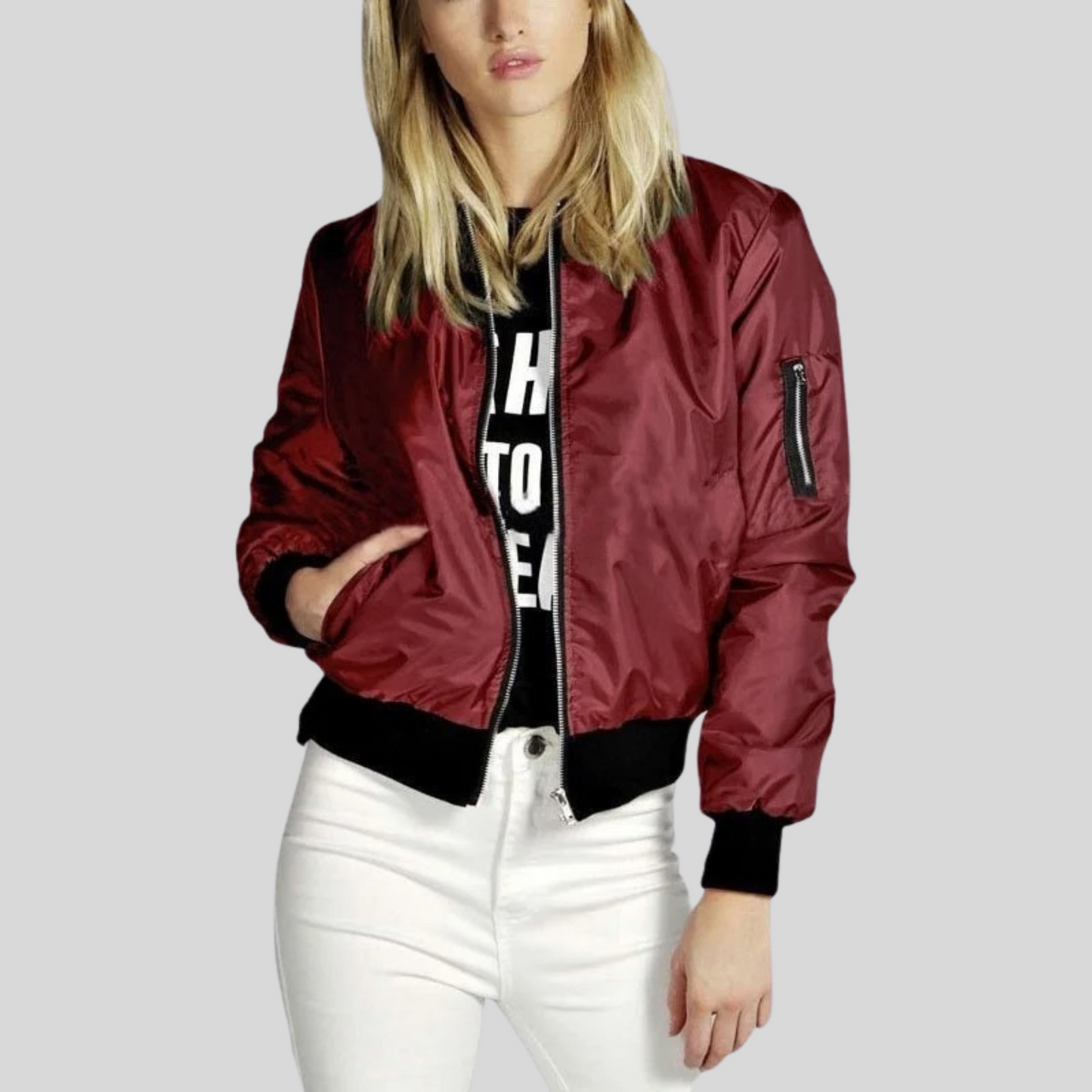 Modische Damen Bomberjacke Rundhals Style