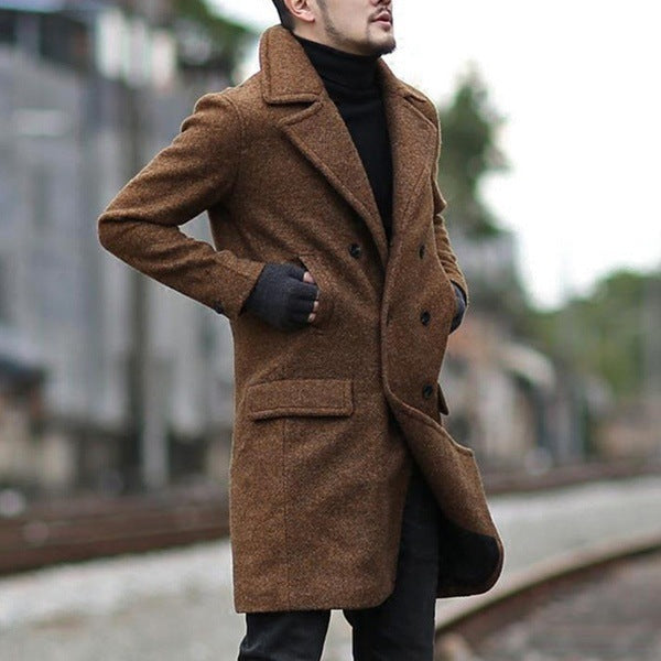 Herren Wollmantel Elegant Moderner Stil